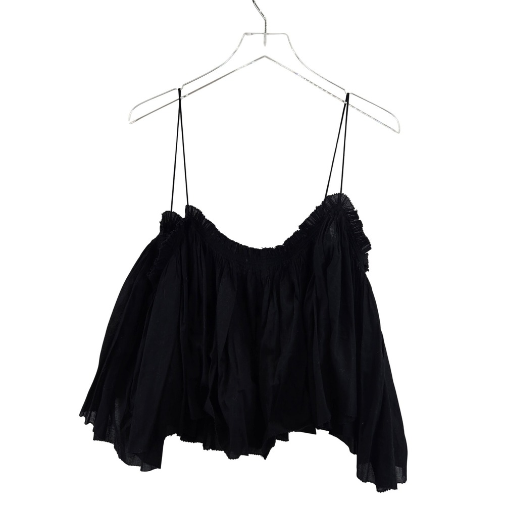 Apiece Apart Black Cotton Cropped Camisole Flowy Flounce Top Size 8 Black - Picture 4 of 10